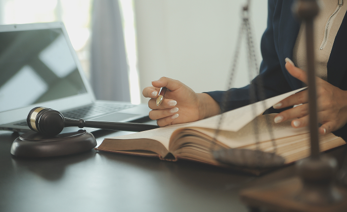 gavel, book, scales